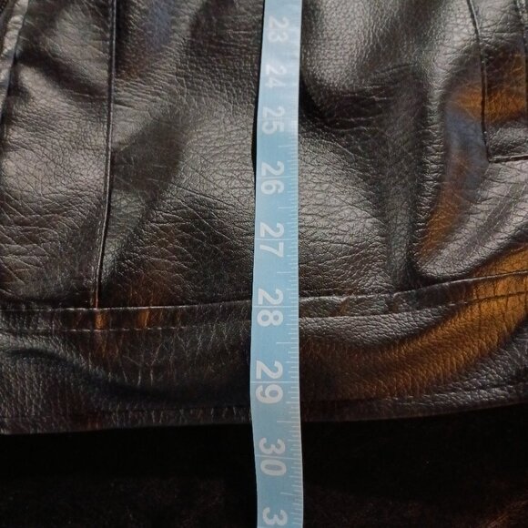 Faux Leather Jacket Men's Black with Brown Faux fur lining M/L New - Picture 10 of 12